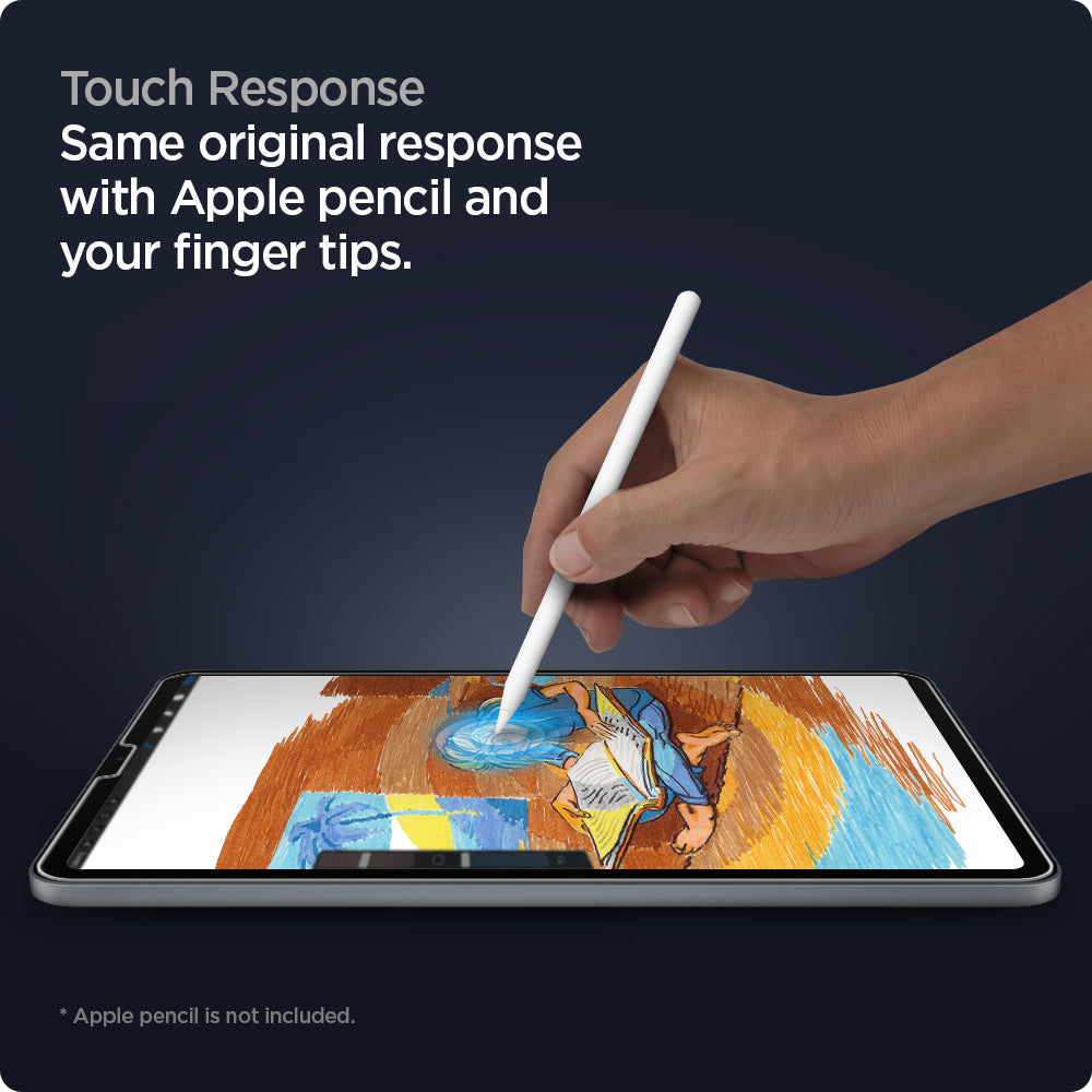AGL02809 - iPad Pro 12.9" Screen Protector EZ FIT GLAS.tR showing the touch responsive. Same original response with Apple pencil and your finger tips