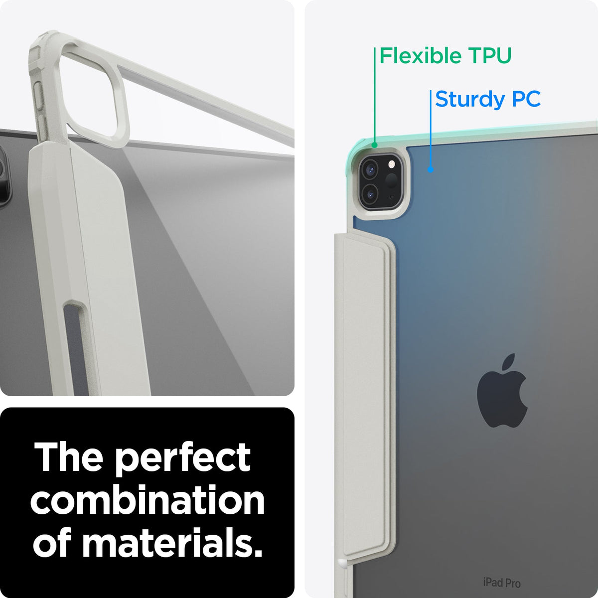 ACS06075 - iPad Pro 11" Case Air Skin Pro in gray showing the perfect combination of materials. Flexible TPU and Sturdy PC