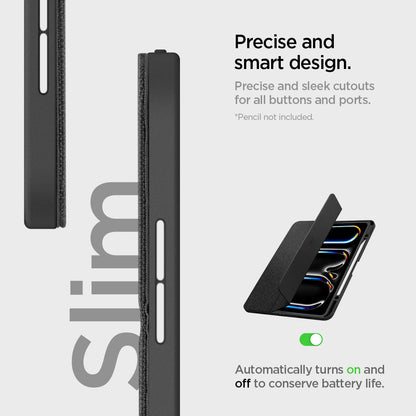 ACS07010 - iPad Pro 12.9-inch Case Urban Fit in Black showing the precise and sleek cutouts for all buttons and ports. Automatically turns on and off to conserve battery life