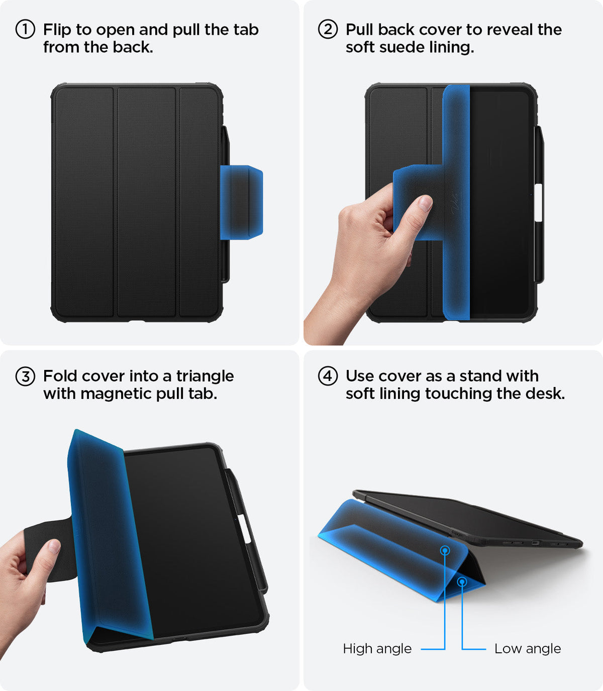 ACS07007 - iPad Pro 12.9-inch Case Rugged Armor Pro in Black showing 4 steps