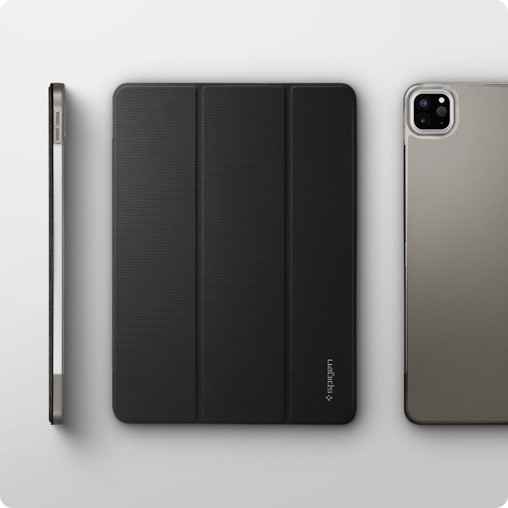 ACS05466 - iPad Pro 11" (2022/2021/2020/2018) Case Liquid Air Folio in black showing the front, partial back and side