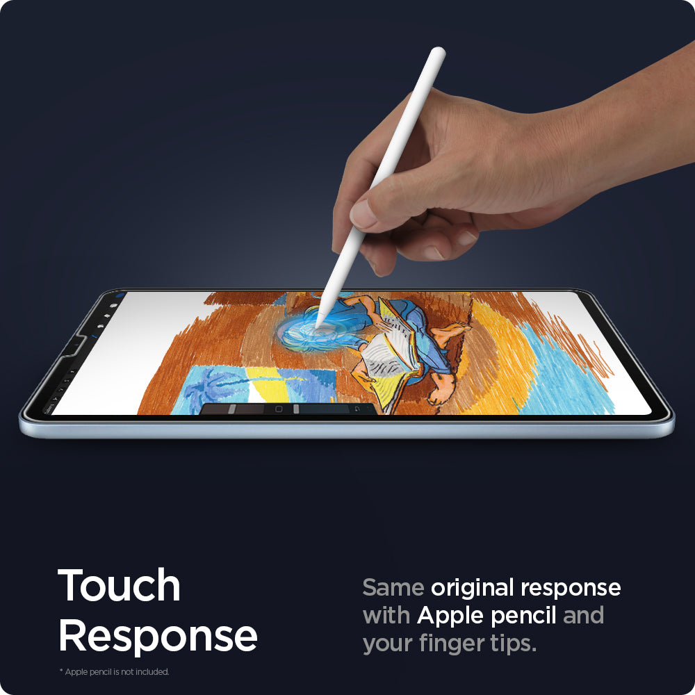 AGL02065 - iPad Pro 11" Screen Protector EZ FIT GLAS.tR showing the touch responsive. Same original response with Apple pencil and your finger tips