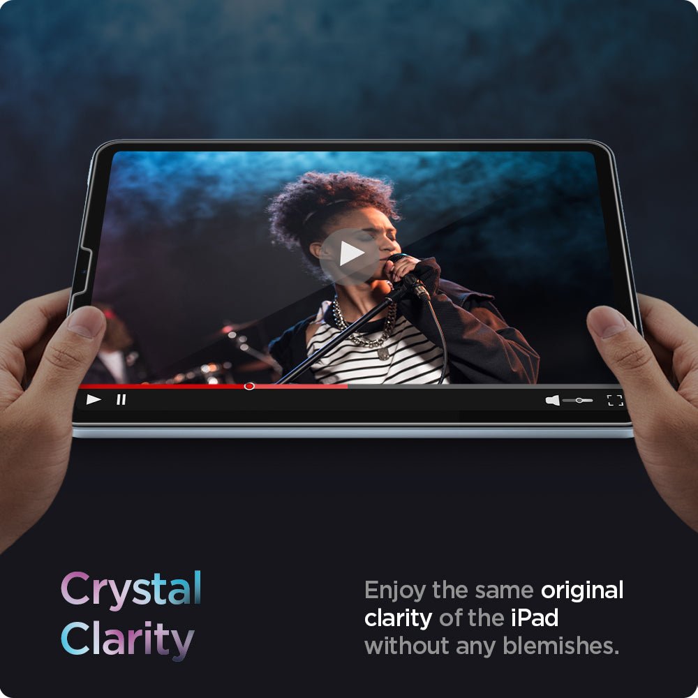 AGL02065 - iPad Pro 11" Screen Protector EZ FIT GLAS.tR showing crystal clarity. Enjoy the same clarity of the iPad without any blemishes