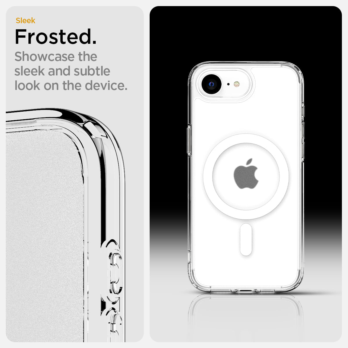 ACS09145 - iPhone 17e Case Ultra Hybrid (MagFit) in Frost White showing the crystal clarity. Showcase the original design of the device