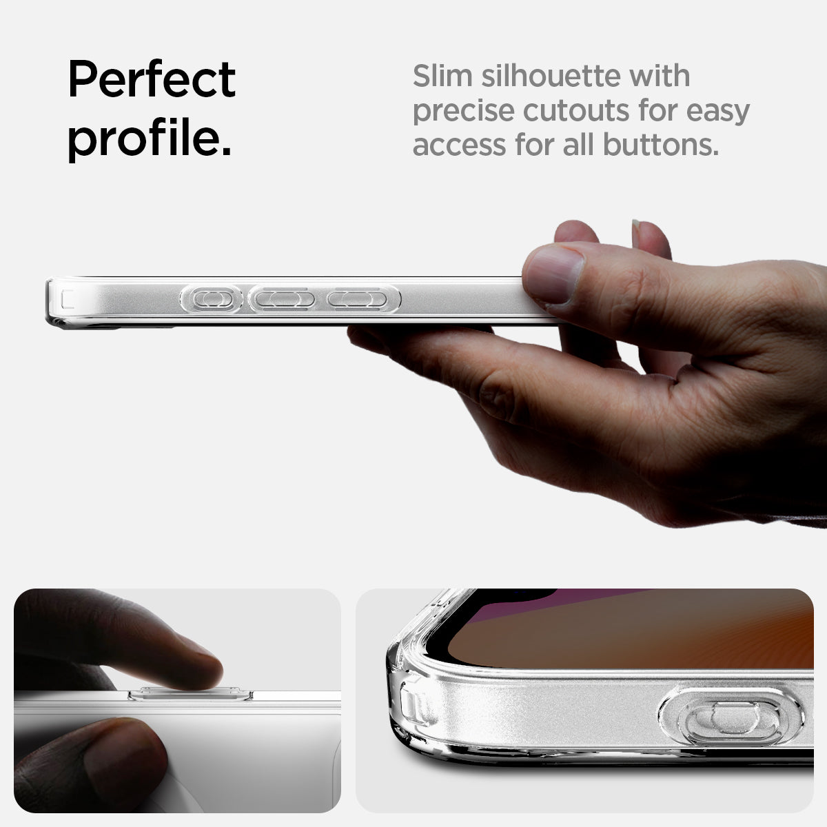 ACS09139 - iPhone 17e Case Ultra Hybrid (MagFit) in Clear White showing the perfect profile. Slim silhouette with precise cutouts for easy access for all buttons