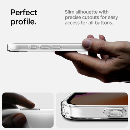 ACS09139 - iPhone 17e Case Ultra Hybrid (MagFit) in Clear White showing the perfect profile. Slim silhouette with precise cutouts for easy access for all buttons