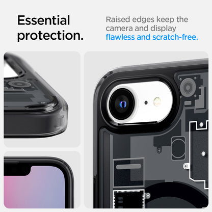 ACS09141 - iPhone 17e Case Ultra Hybrid Zero One (MagFit) in Zero One showing the essential protection. Raised edges keep the camera and display flawless and scratch-free