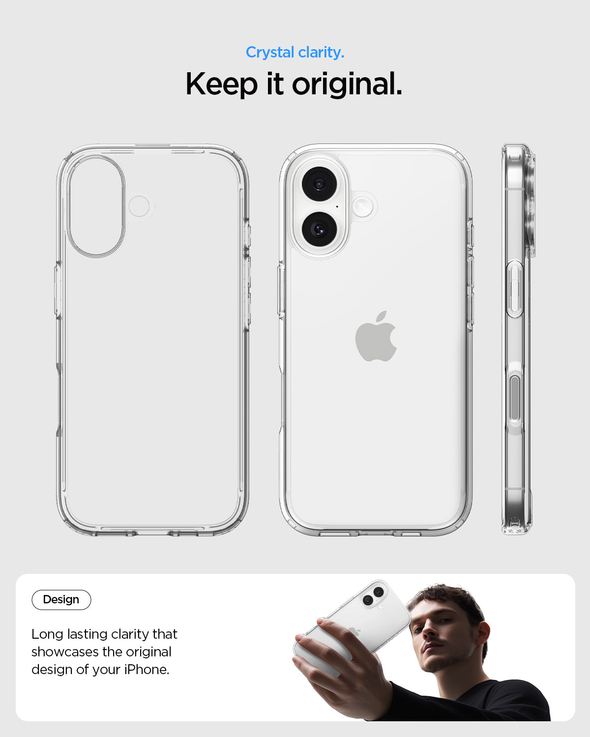 ACS10080 - iPhone 17 Ultra Hybrid in Crystal Clear showing crystal clarity. Keep it original. Long lasting clarity that showcases the original design of your iPhone