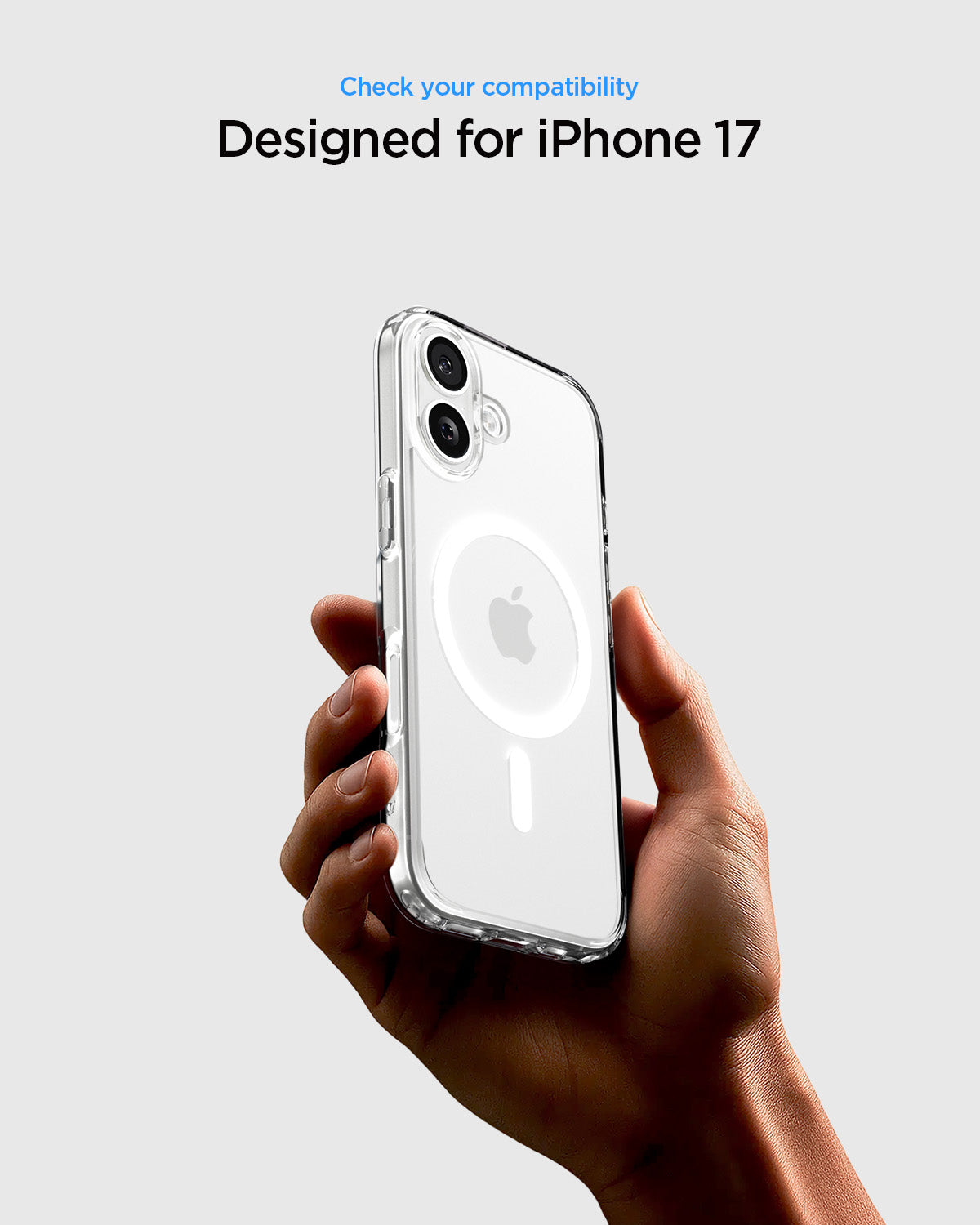 ACS10082 - iPhone 17 Ultra Hybrid (MagFit) in Clear White showing check your compatibility