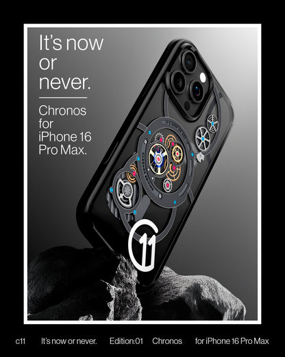 ACS09192 - iPhone 16 Pro Max Case c11 Series Chronos Edition (MagFit + Camera Control) in Chronos it's now or never magnolia for iPhone 16 Pro Max.
