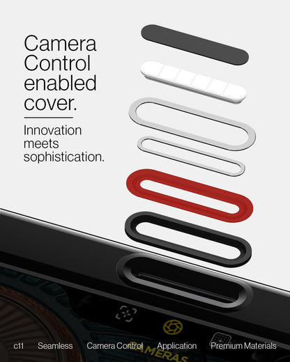 ACS09192 - iPhone 16 Pro Max Case c11 Series Chronos Edition (MagFit + Camera Control) in Chronos camera control enabled cover. innovation meets sophistication. c11 seamless camera control application premium materials.