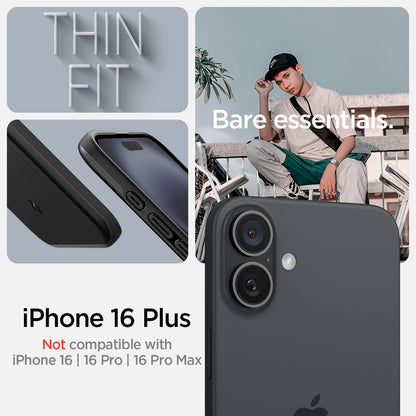 ACS08060 - iPhone 16 Plus Case Thin Fit (MagFit) in Black iPhone 16 plus. Not compatible with iPhone 16, 26 pro, 16 pro max. bare essentials.