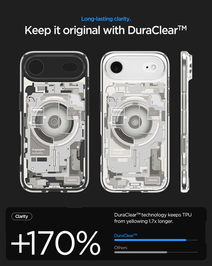 ACS10057 - iPhone 17 Air Ultra Hybrid Zero One (MagFit) in Zero One Natural Titanium showing long lasting clarity. keep it original with dura clear.
