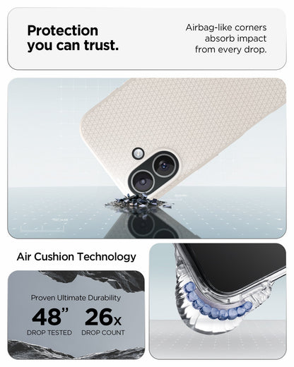 ACS09980 - iPhone 17 Liquid Air in Natural Titanium protection you can trust. air bag like corners absorb impact from every drop. air cushion technology.