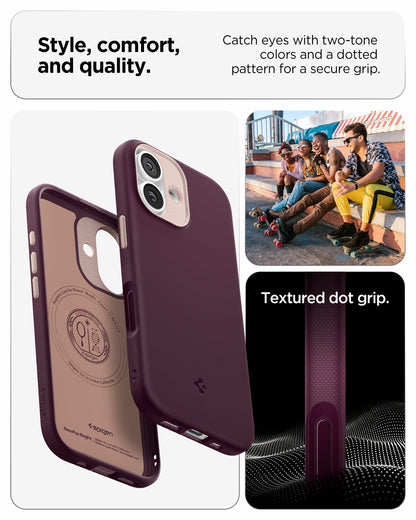 ACS09991 - iPhone 17 Nano Pop (MagFit) in Burgundy Bean showing the style, comfort and quality. Catch eyes with two-tone colors and a dotted pattern for a secure grip