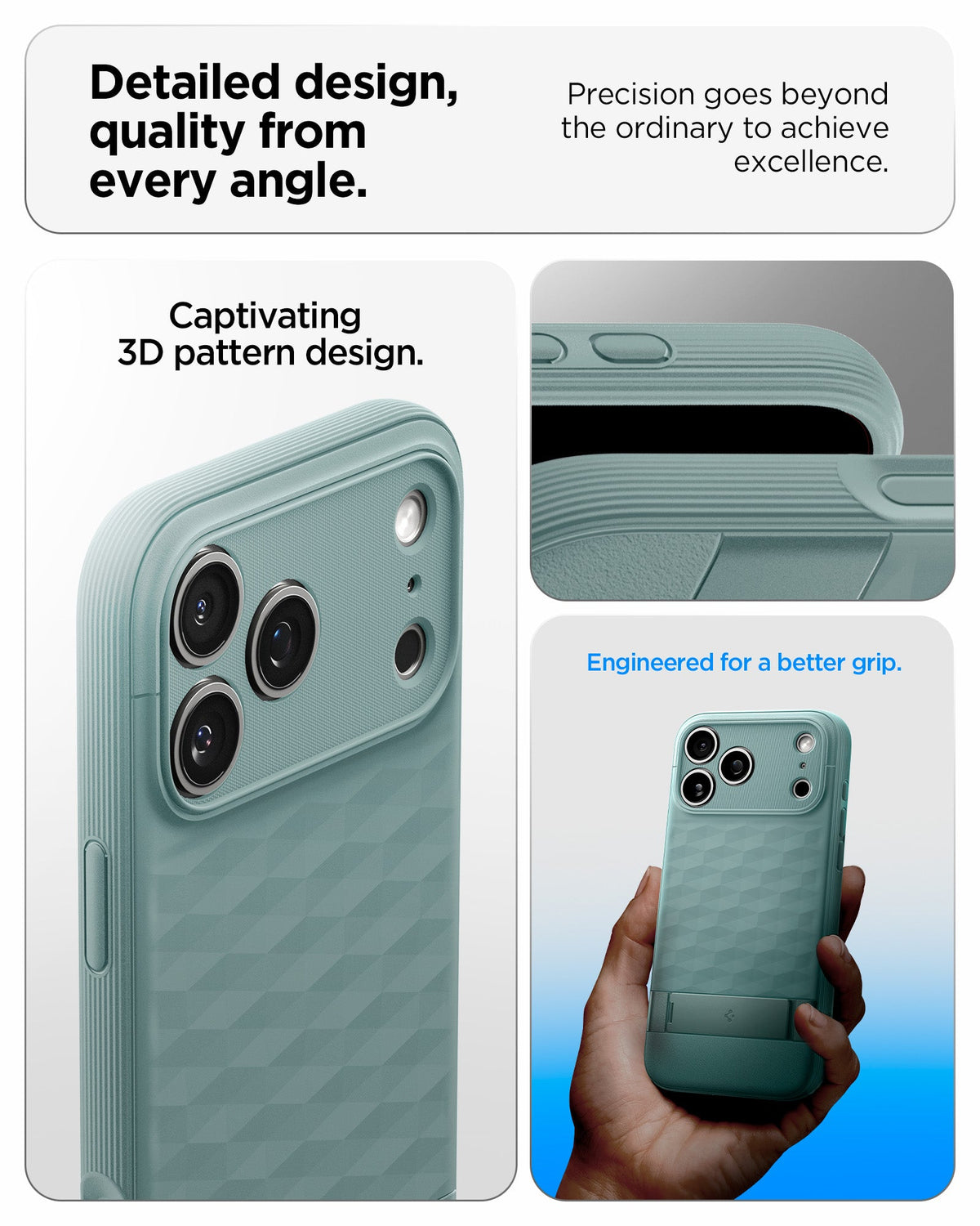 ACS09912 - iPhone 17 Pro Max Series Case Parallax S (MagFit) in green showing the detailed design, quality from every angle. Precision goes beyond the ordinary to achieve excellence.
