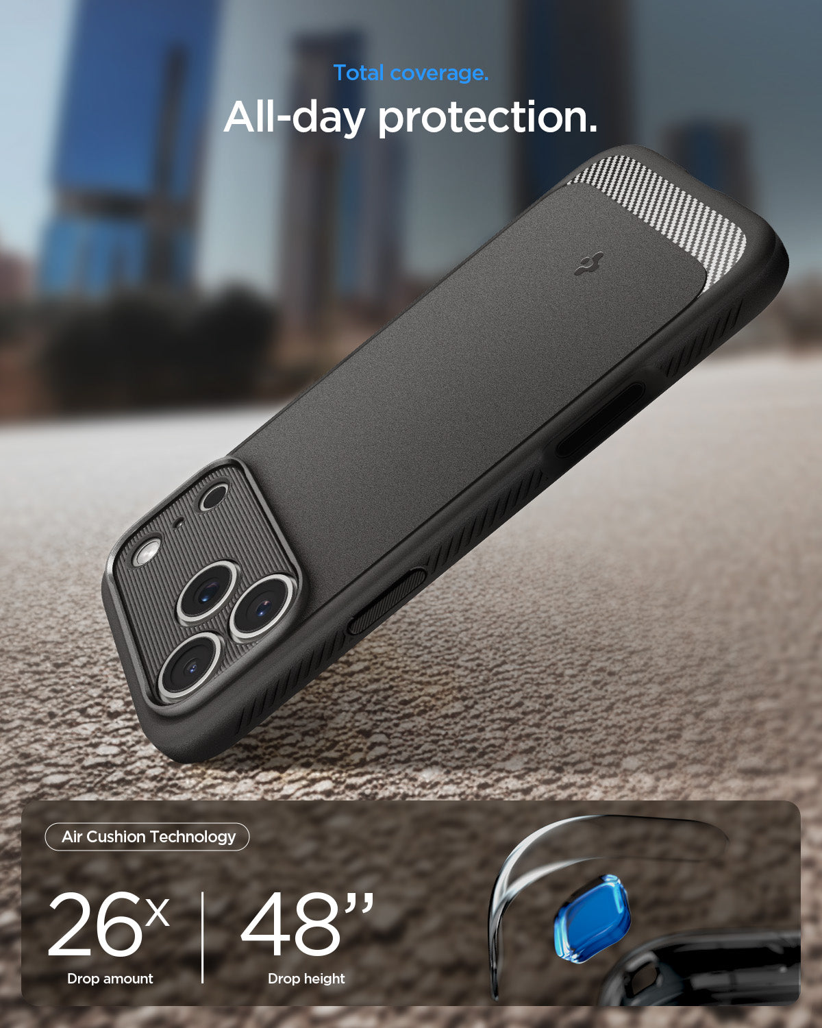 ACS09887 - iPhone 18 Pro Max / iPhone 17 Pro Max Rugged Armor (MagFit) in Gray showing total coverage. all day protection
