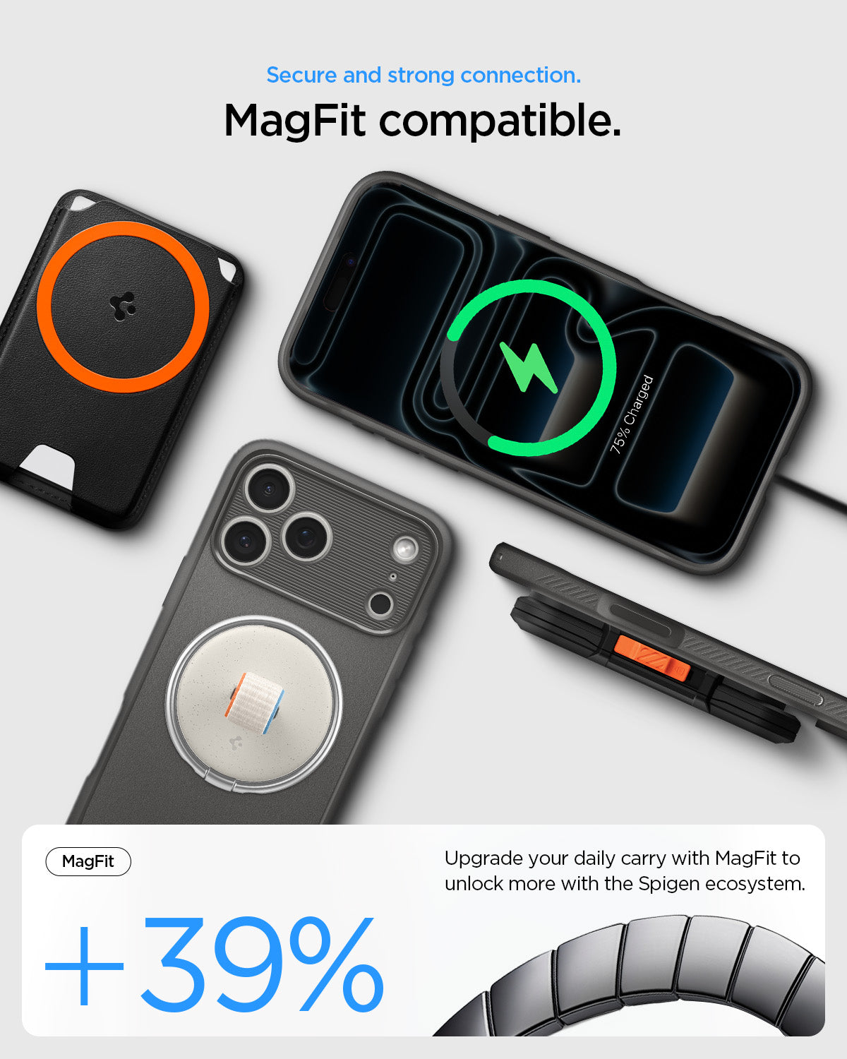 ACS09887 - iPhone 18 Pro Max / iPhone 17 Pro Max Rugged Armor (MagFit) in Gray showing secure and strong connection. magfit compatible