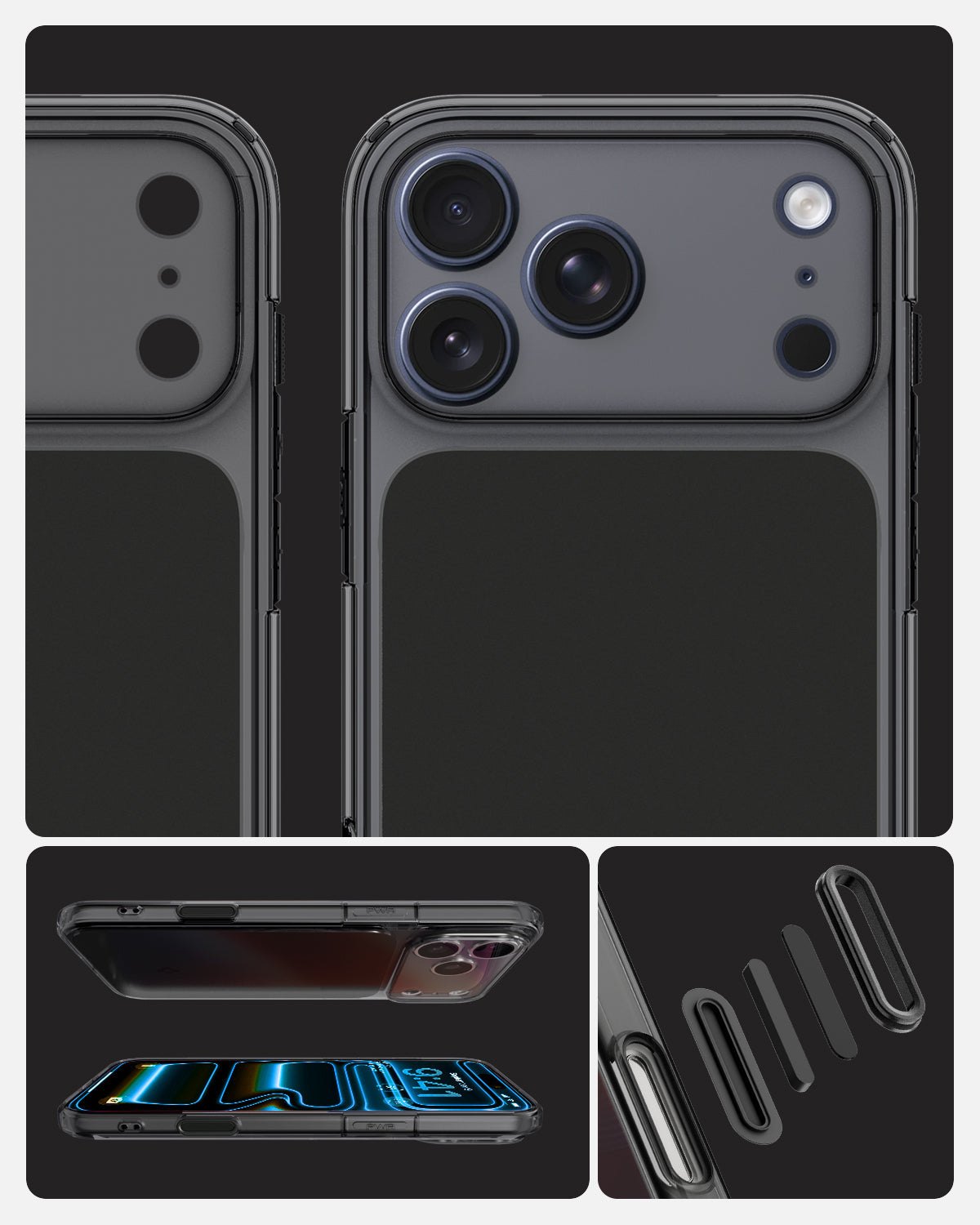 ACS10047 - iPhone 17 Pro Max Ultra Hybrid T (MagFit) in Matte Black showing detail of the back