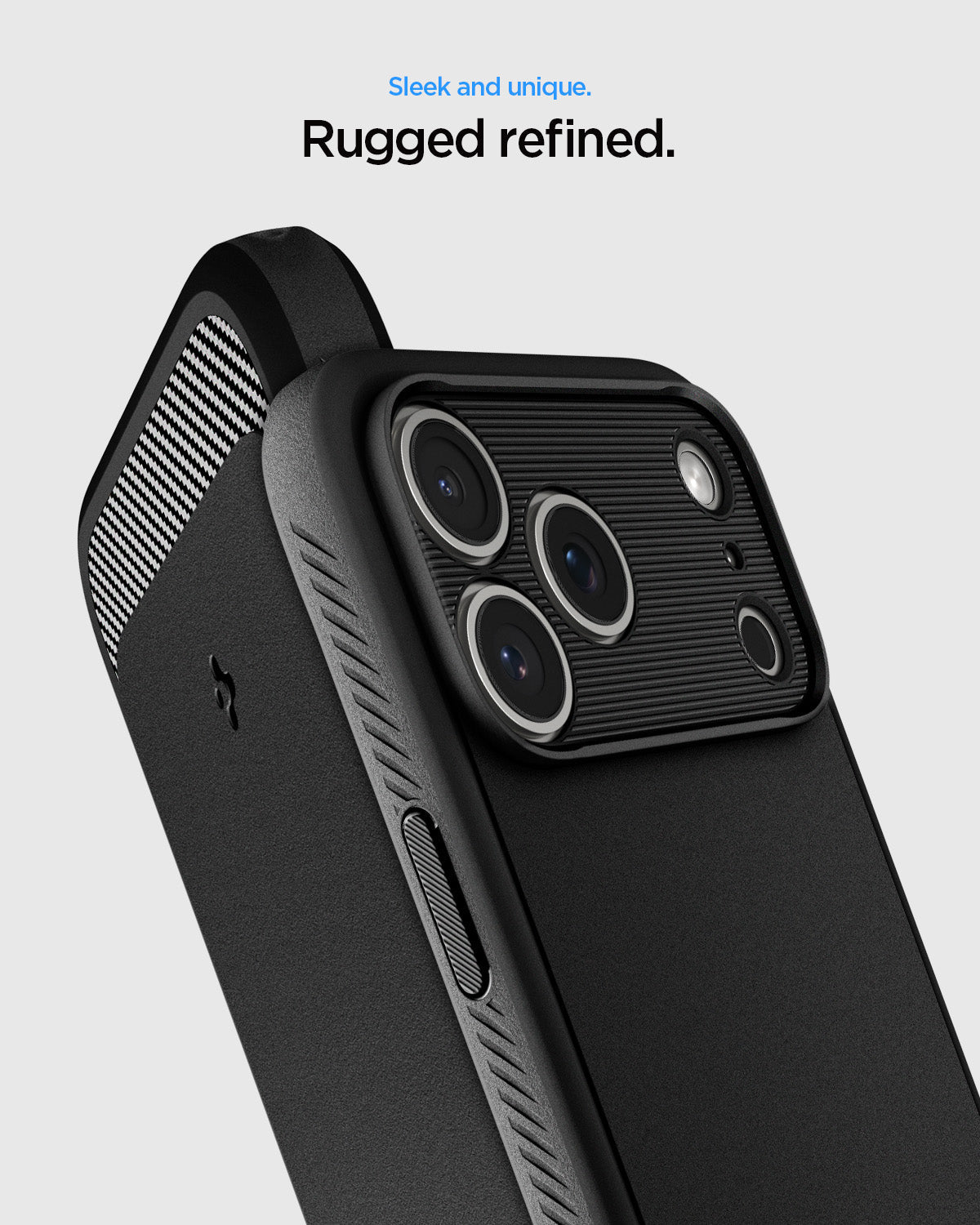 ACS09940 - iPhone 18 Pro / iPhone 17 Pro Rugged Armor (MagFit) in Matte Black showing sleek and unique. Rugged refined.