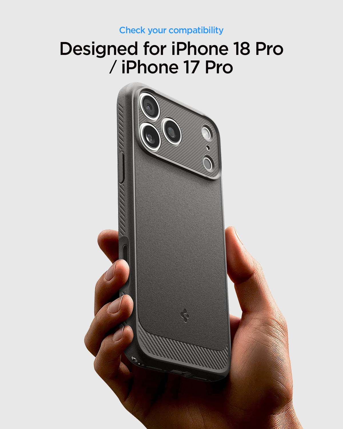 ACS09941 - iPhone 18 Pro / iPhone 17 Pro Rugged Armor (MagFit) in Gray showing check your compatibility