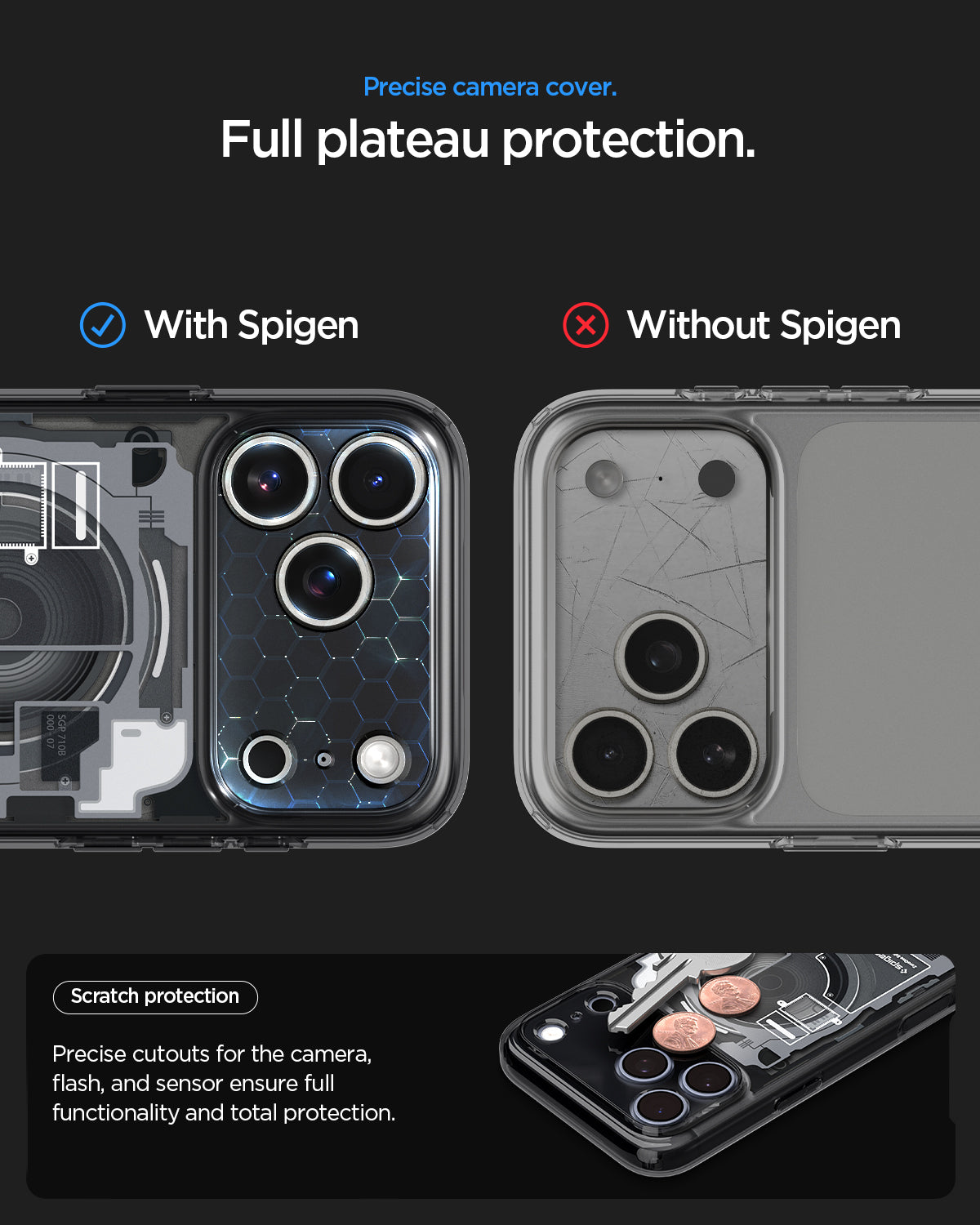 ACS10042 - iPhone 18 Pro Max / iPhone 17 Pro Max Ultra Hybrid Zero One (MagFit) Black showing full camera plateau coverage with precise cutouts for scratch protection and functionality