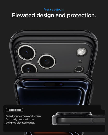 ACS10042 - iPhone 18 Pro Max / iPhone 17 Pro Max Ultra Hybrid Zero One (MagFit) Black showing raised edges around the camera and screen for added protection against daily drops