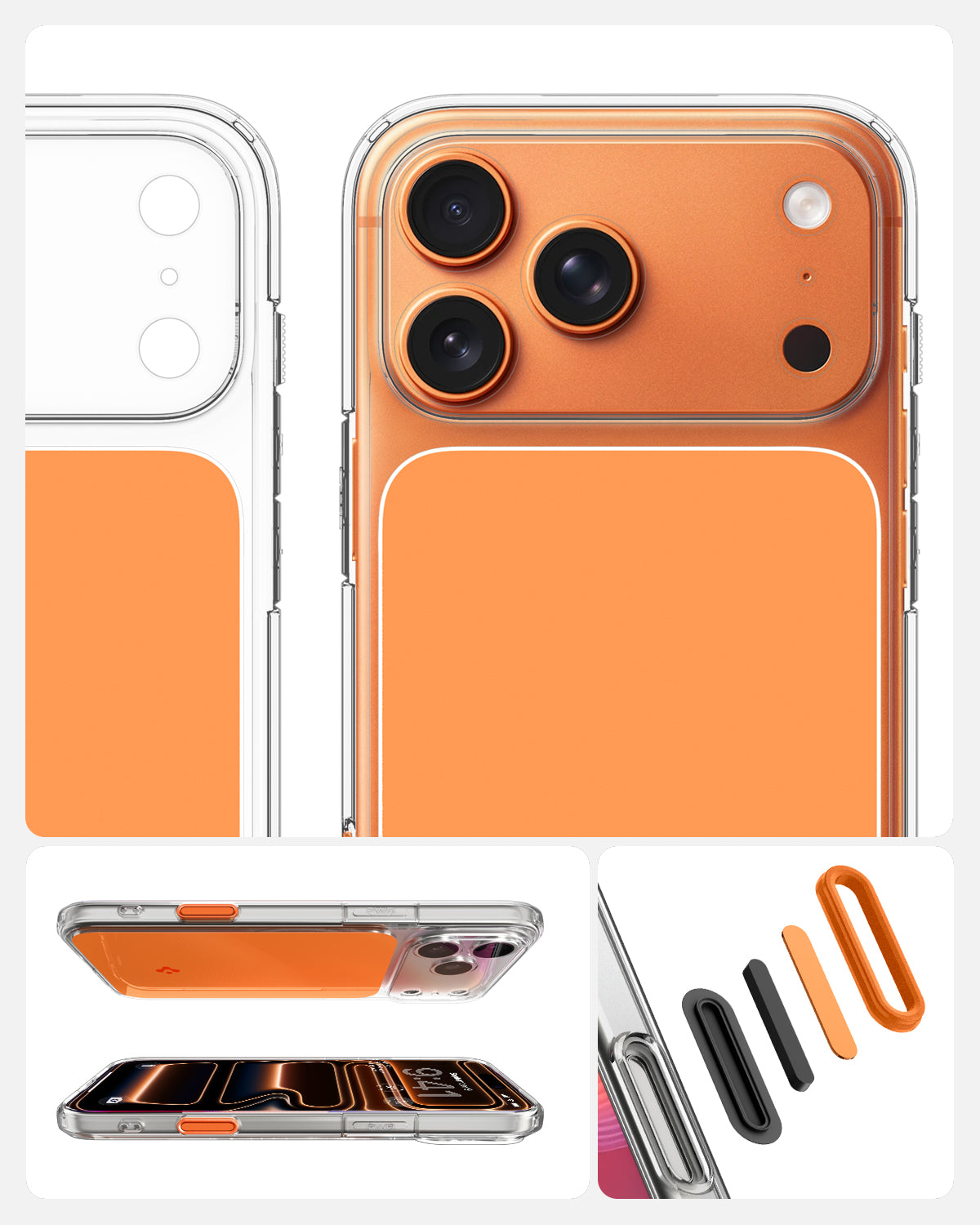 ACS10471 - iPhone 17 Pro Ultra Hybrid T (MagFit) in Glossy Orange showing detail of the back