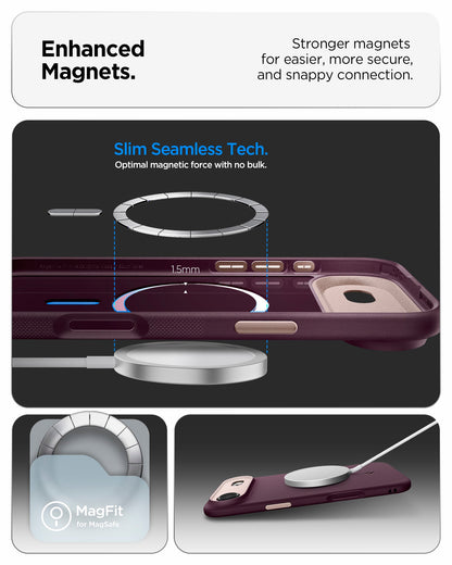 ACS09932 - iPhone 17 Air Case Nano Pop (MagFit) in burgundy bean showing the enhanced magnets. Stronger magnets for easier, more secure and snappy connection