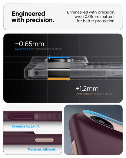 ACS09932 - iPhone 17 Air Case Nano Pop (MagFit) in burgundy bean showing the engineered with precision. Engineered with precision, even 0.01mm matters for better protection
