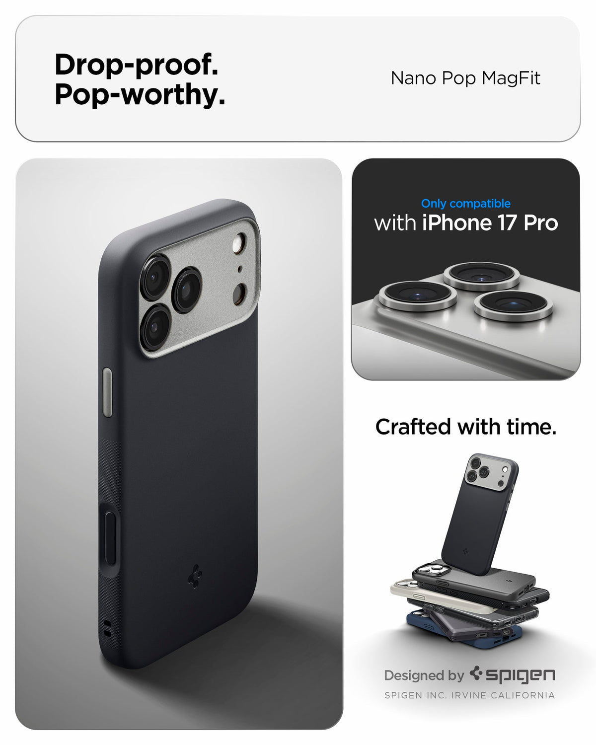 ACS09968 - iPhone 17 Pro Case Nano Pop (MagFit) showing the drop proof and pop worthy of case