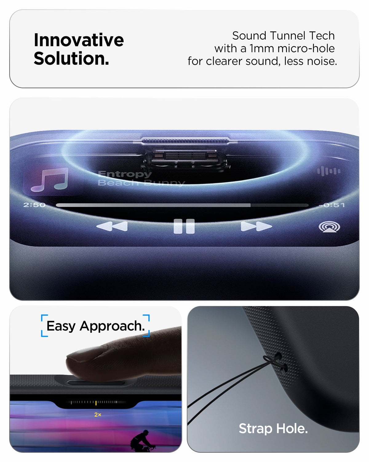 ACS09915 - iPhone 17 Pro Max Case Nano Pop (MagFit) showing the innovative solution. Sound tunnel tech with a 1mm micro-hole for clearer sound, less noise