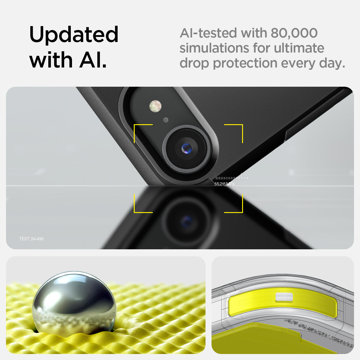 ACS09137 - iPhone 17e Case Tough Armor AI (MagFit) in Black showing the updated with AI. AI-tested with 80,000 simulations for ultimate drop protection everyday