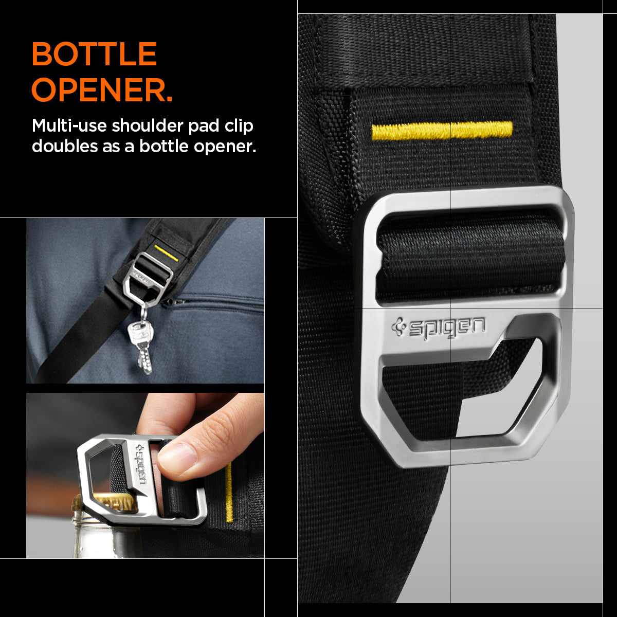AFA07482 - Sling Bag KD410 in Black showing the bottle opener feature