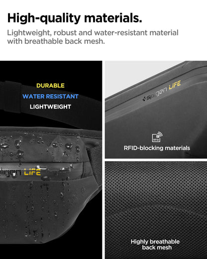 AFA07543 - Waist Band KD411 in Black showing the high quality materials of bag