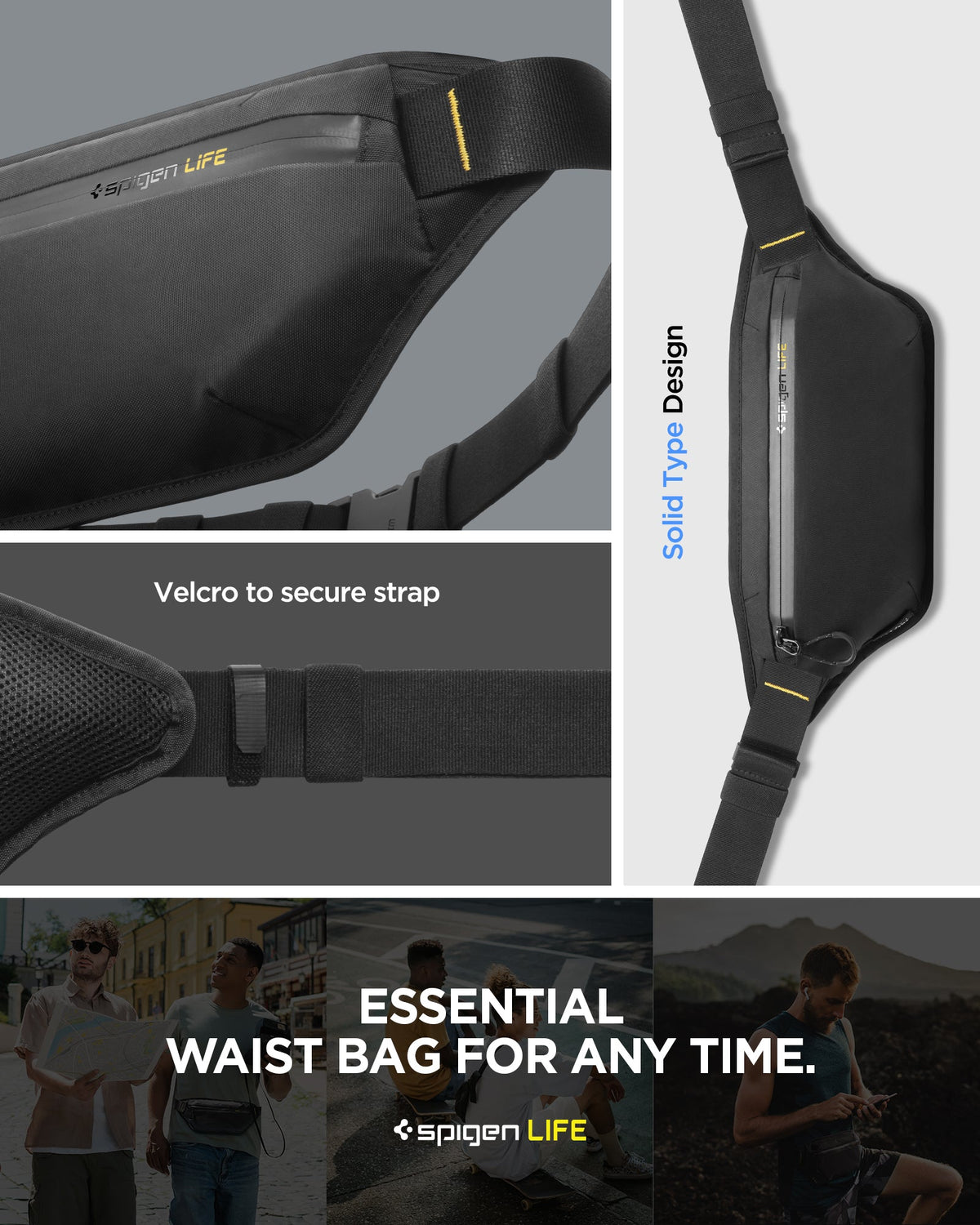 AFA07543 - Waist Band KD411 in Black showing the features of bag