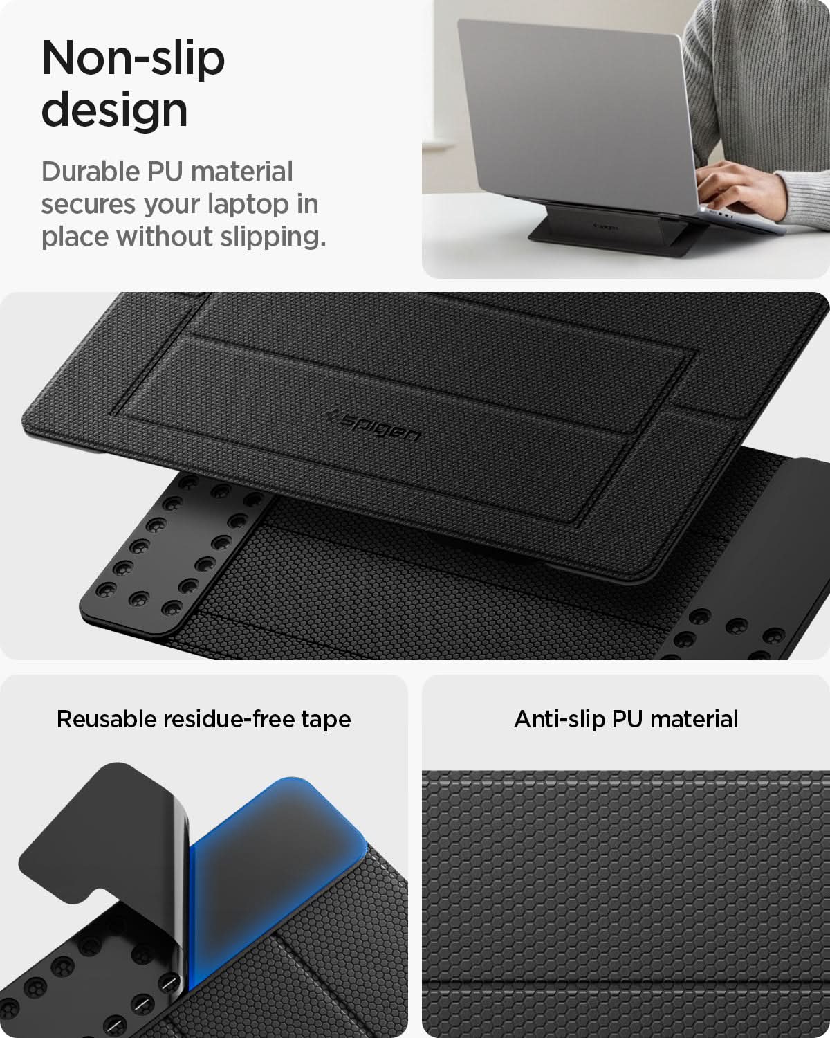 AMP10401 - Slim Fold Laptop Stand | LD201-S1 showing the non-slip design