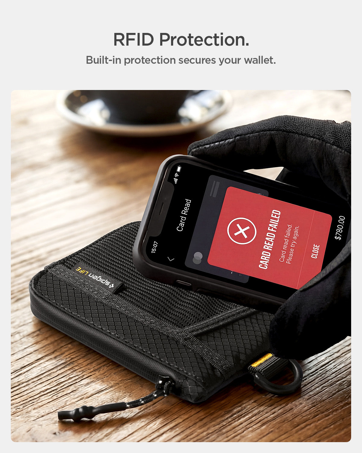 AFA11229 - Soft Card Holder | LF300 in Black showing RFID Protection
