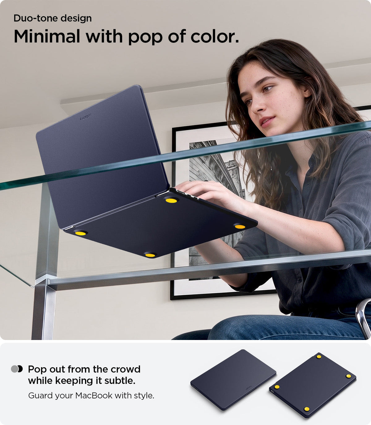ACS11268 - MacBook Air 13-inch Nano Pop Blueberry Navy showing a minimal duo tone design with a subtle pop of color
