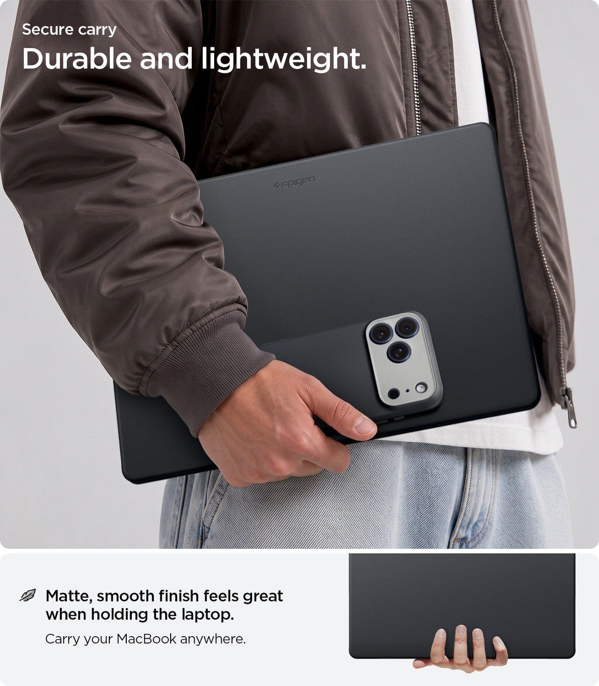 ACS11269 - MacBook Air 13-inch Nano Pop Black Sesame showing a durable lightweight design with a smooth matte finish