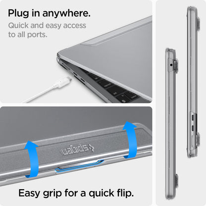 ACS06957 - MacBook Air 15-inch Case Thin Fit in Crystal Clear showing the quick and easy access. Easy grip for a quick flip