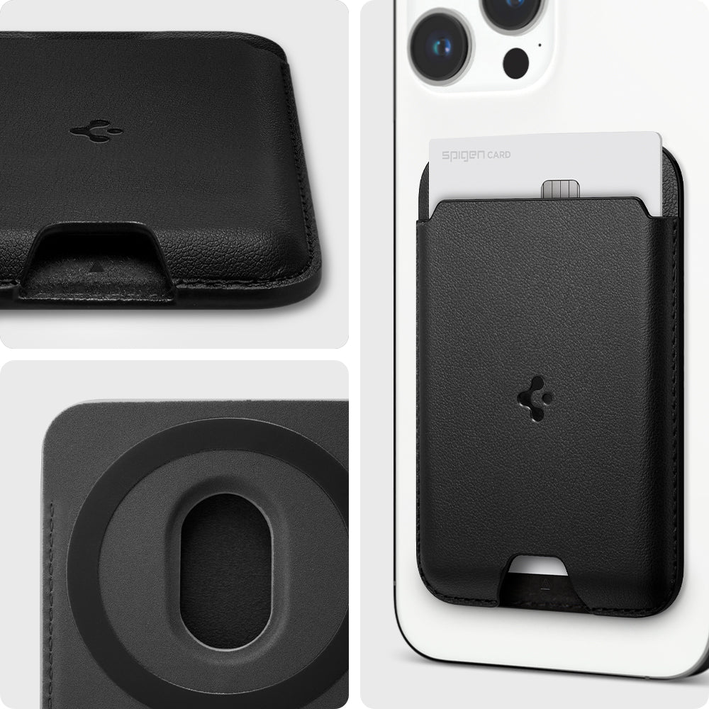AMP02284 - MagSafe Card Holder Valentinus (MagFit) in black showing the different angles