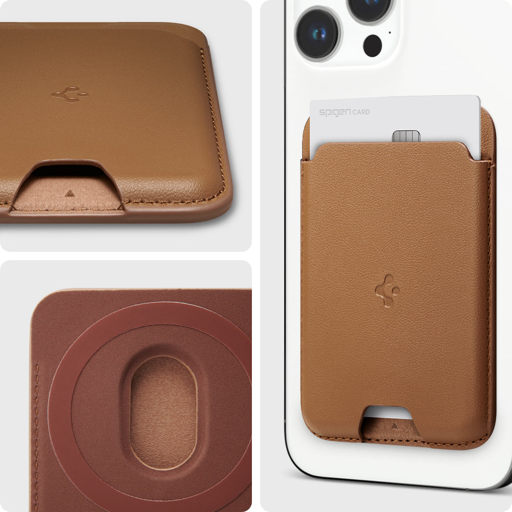 AFA03854 - MagSafe Card Holder Valentinus (MagFit) in brown showing the different angles