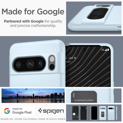 ACS06327 - Pixel 8 Pro Case Thin Fit in mute blue made for google partnered with google for quality and precise craftsmanship.