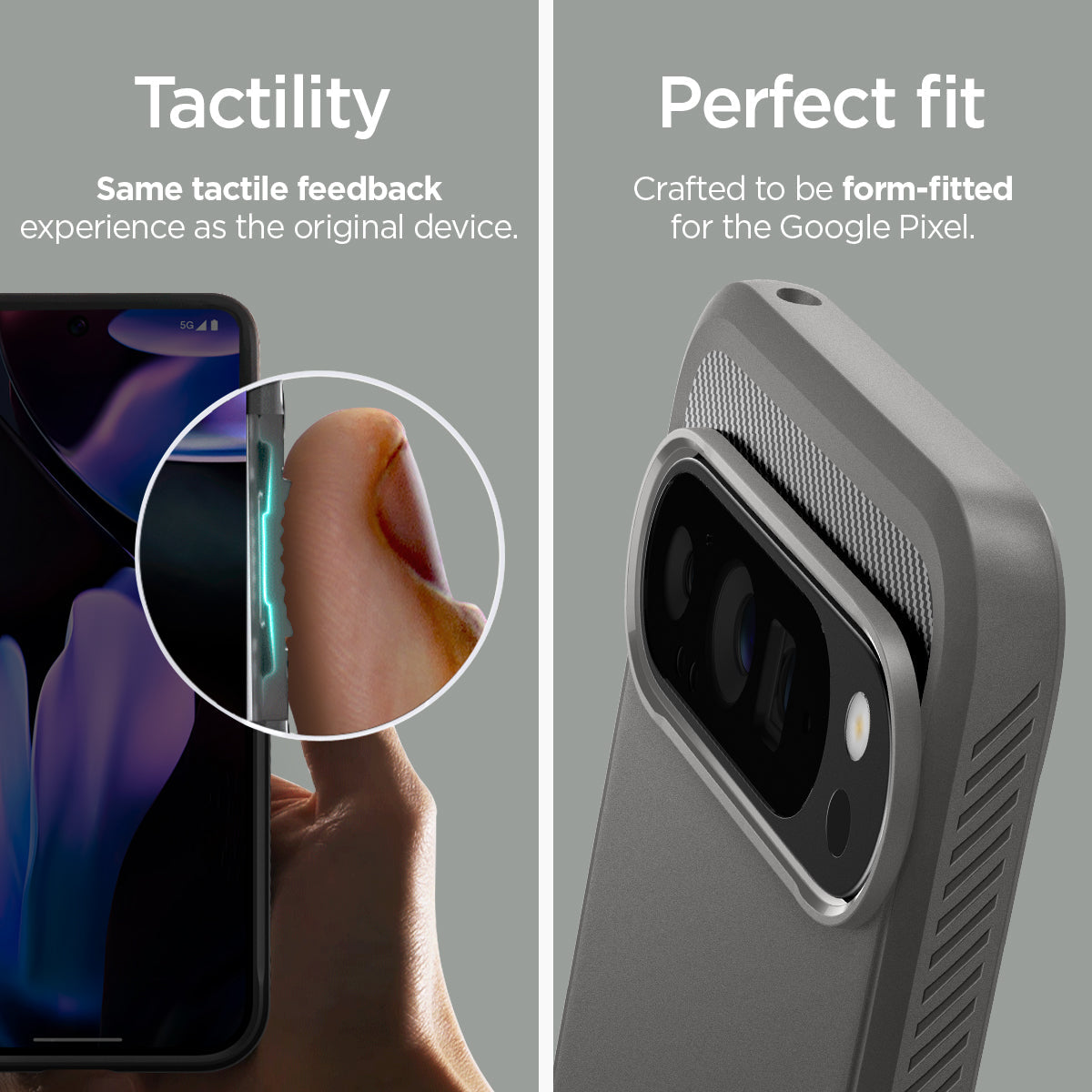 ACS07784 - Pixel 9 Pro XL Case Rugged Armor in Marble Gray tactility same tactile feedback experience as the original device. Perfect fit crafted to be form fitted for the google pixel.