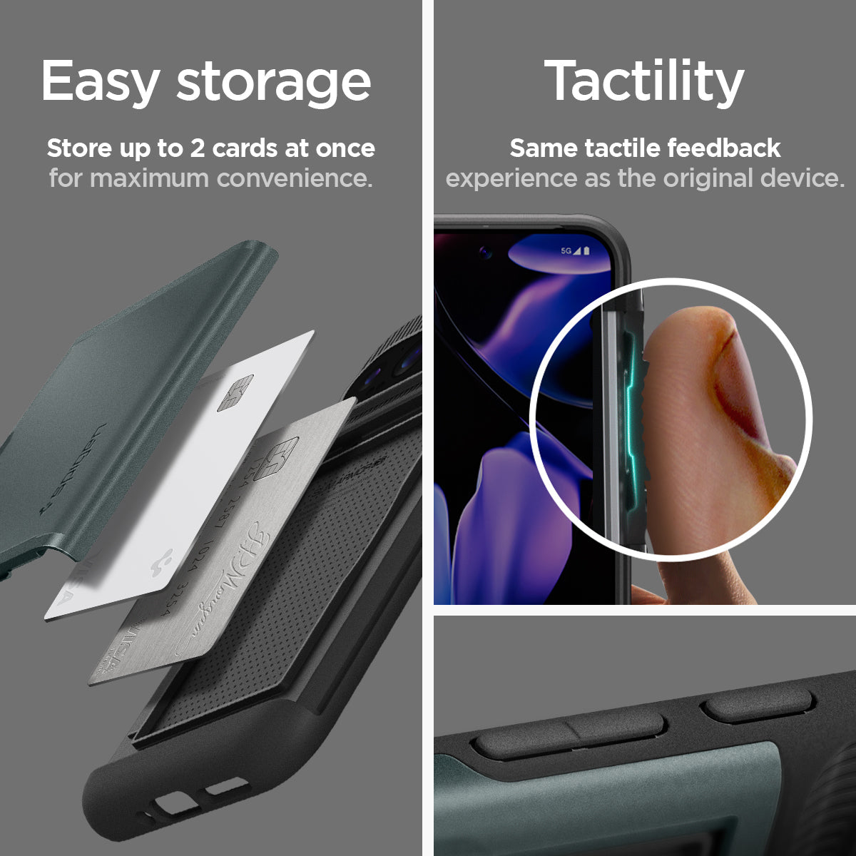 ACS07730 - Pixel 9 Pro XL Case Slim Armor CS in Abyss Green Easy storage. store up to 2 cards at once for maximum convenience. Tactility Same tactile feedback experience as the original device.