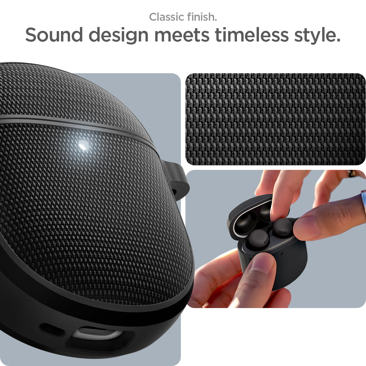 ACS07605 - Pixel Buds Pro 2 Series Case Classic Fit in black showing the classic finish. Sound design meets timeless style