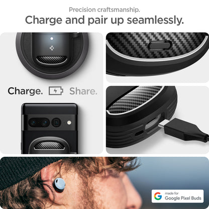 ACS07604 - Pixel Buds Pro 2 Case Rugged Armor in Matte Black precise craftsmanship. charge and pair up seamlessly.