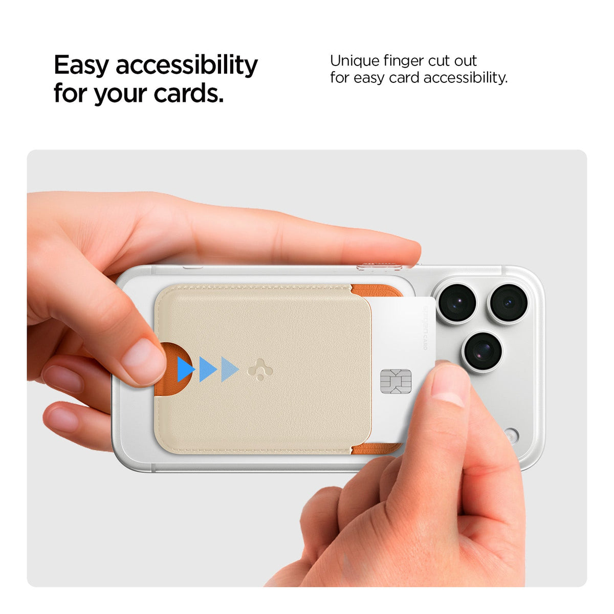 AFA11341 - MagSafe Card Holder Nano Pop (Mag Fit) in Orange Beige showing easy accessibility for your cards.