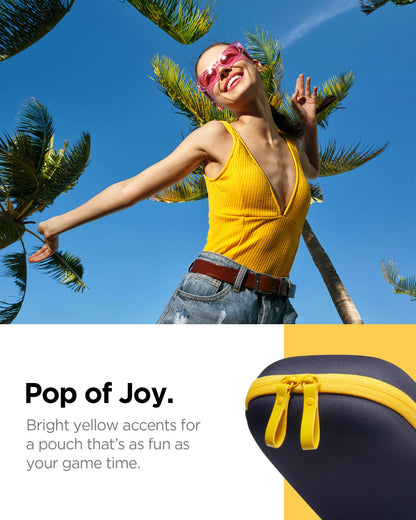 AGP09565 - Nintendo Switch 2 Nano Pop Pro Blueberry Navy showing the bright yellow accent for a pouch that's as fun as your game time